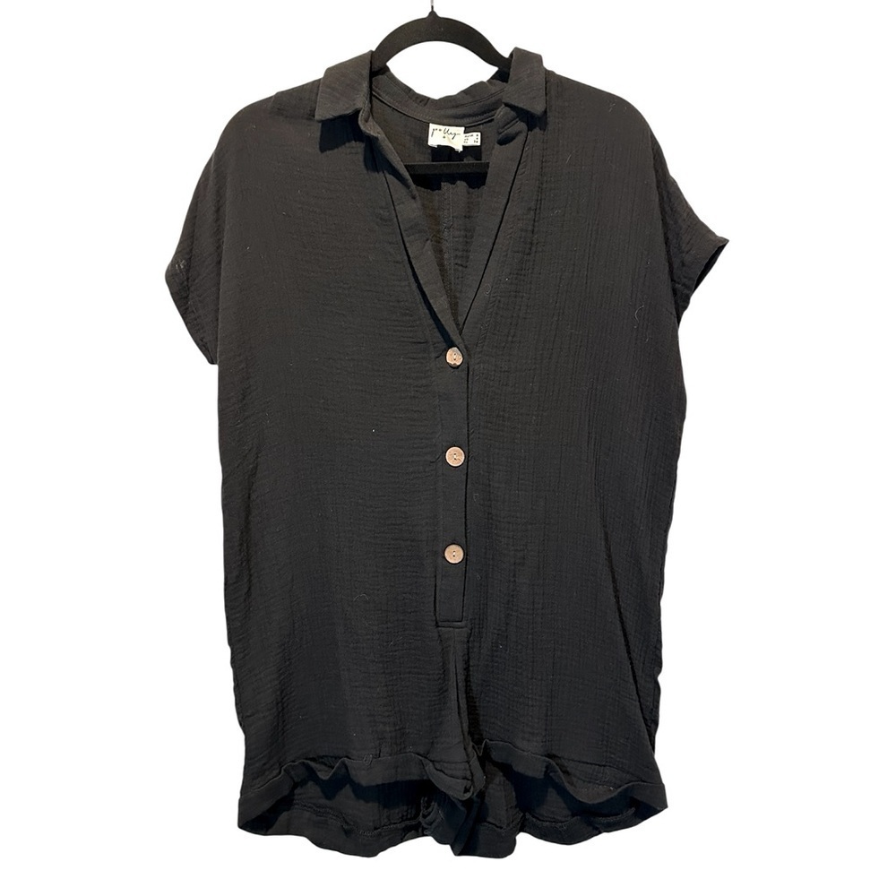 A118 Princess Polly Black Cotton Gauze Button Down Romper Size US 4 (AU/UK 8)